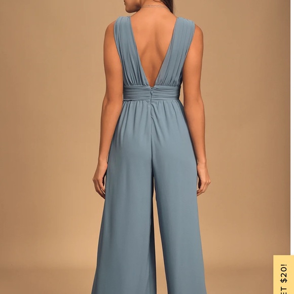Divine Muse Slate Blue Wide-Leg Jumpsuit - Picture 3 of 5